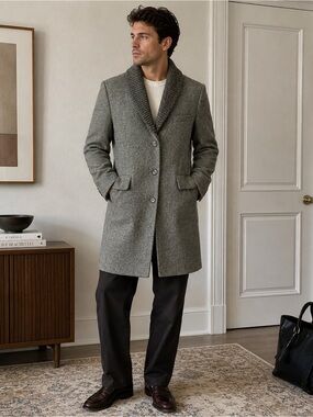 Paul smith camel hair wool over coat long coat size L gray